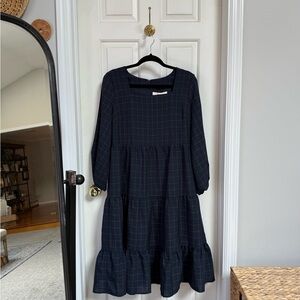 GalMeetsGlam Navy Checkered Tiered Dress